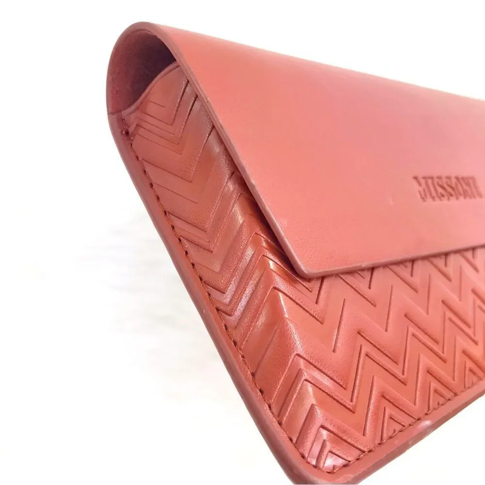 Missoni Brown Leather Glasses Case with Chevron Pattern and Glossy Finish